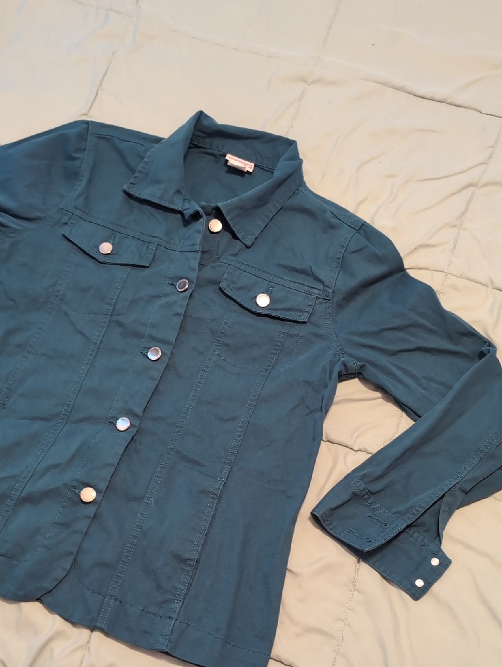🌼Teal Denim Style Button-Front Women's Jacket